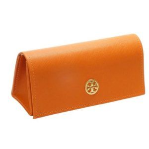 Tory Burch Orange Gold Logo Sunglass Eyeglasses Case NWOT
